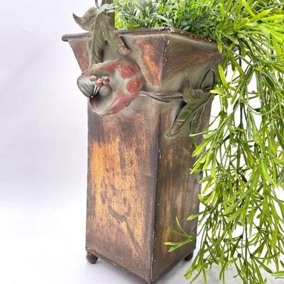 FAUX GREENERY IN METAL VASE