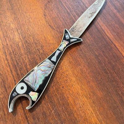 Lot 30 - Vintage Inlaid Mother of Pearl Fish Letter/Bottle Opener