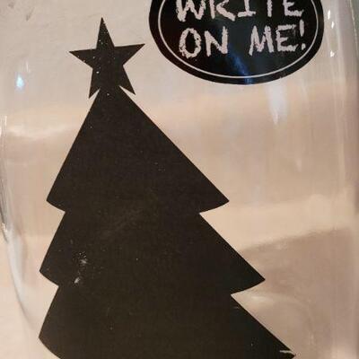 Lot 54: New CHRISTMAS Personalized Chalkboard Tree Glass Jar 