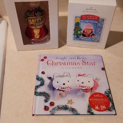 Lot 55: New HALLMARK Christmad Ornaments and Book