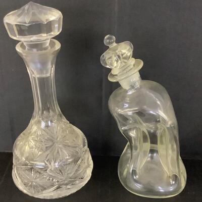 A1026 Vintage Holmegaard Pinched Glass Decanter and Glass Decor