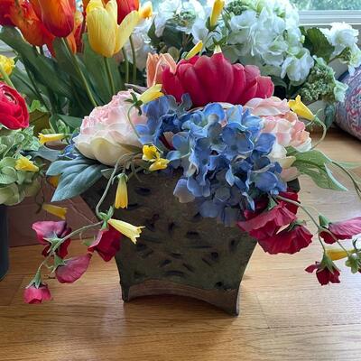 Lot 245 - Planters w/ Faux Floral 