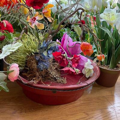 Lot 245 - Planters w/ Faux Floral 