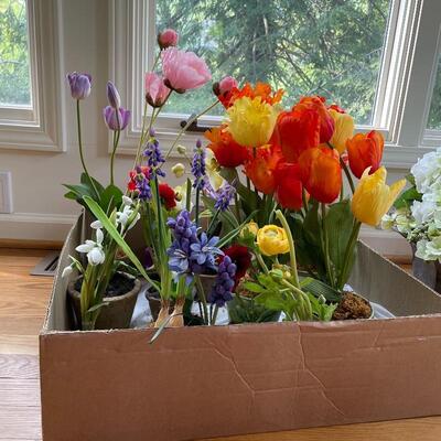 Lot 245 - Planters w/ Faux Floral 