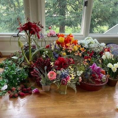 Lot 245 - Planters w/ Faux Floral 