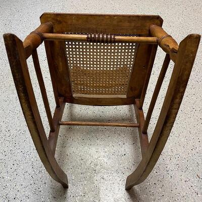 Lot 251 - Small Wooden Rocker w/ Cane Seat & Back