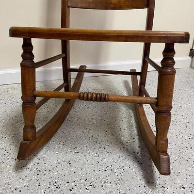Lot 251 - Small Wooden Rocker w/ Cane Seat & Back