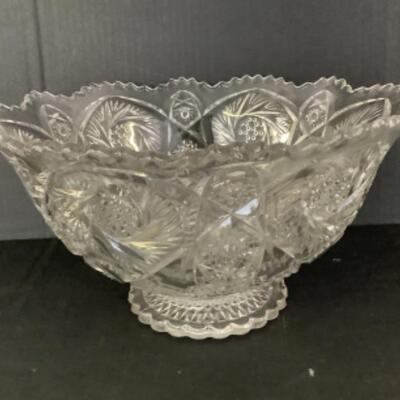 A1028 Crystal Ice Bucket and Cut Glass Punch Bowl