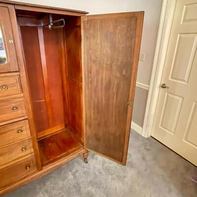 Amazing Wardrobe/Closet with 6 Drawers, Key and Mirrored Upper Cubby