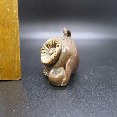 Vintage Big Eyes Miniature Clay Pottery Owl Figurine