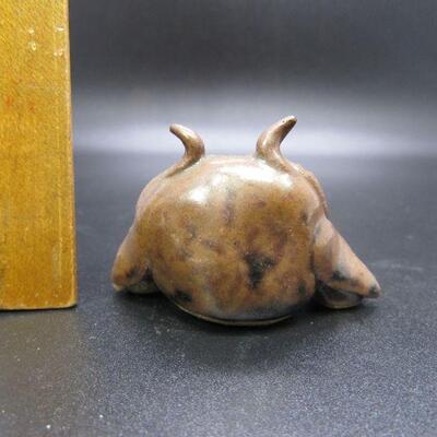 Vintage Big Eyes Miniature Clay Pottery Owl Figurine