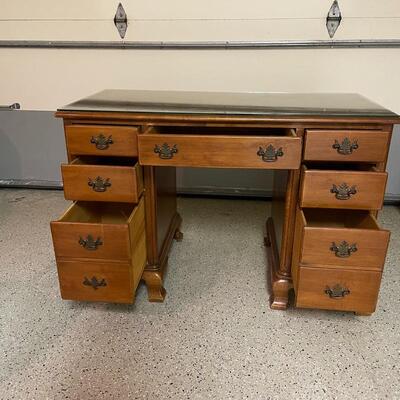 Lot 257 - Wooden Desk w/ Glass Top