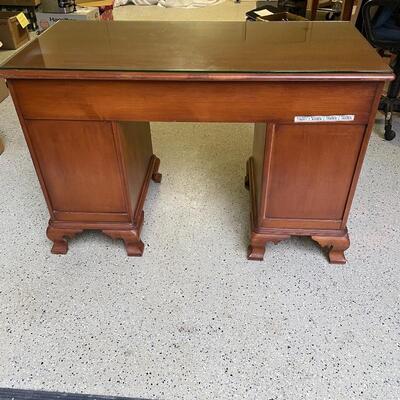 Lot 257 - Wooden Desk w/ Glass Top