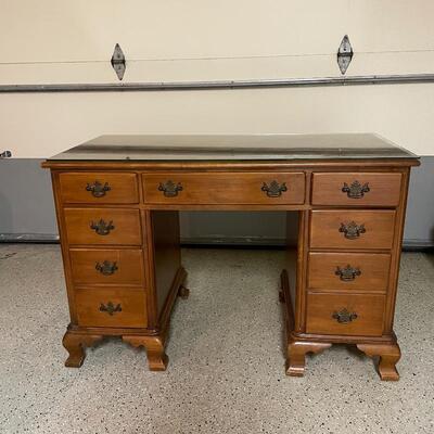 Lot 257 - Wooden Desk w/ Glass Top