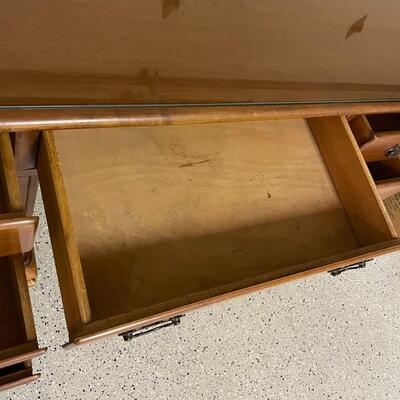 Lot 257 - Wooden Desk w/ Glass Top