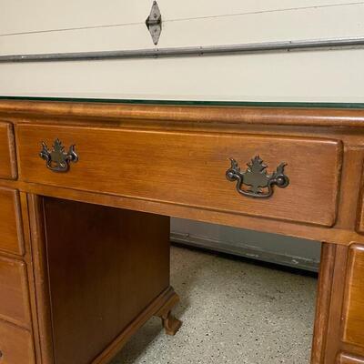 Lot 257 - Wooden Desk w/ Glass Top