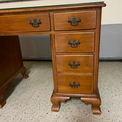 Lot 257 - Wooden Desk w/ Glass Top
