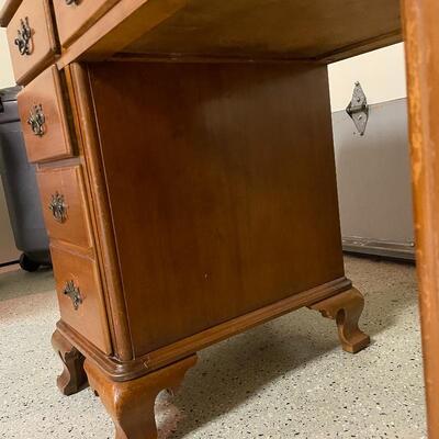 Lot 257 - Wooden Desk w/ Glass Top