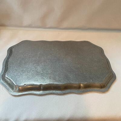 Lot 258 - Gorham Sterling Frame w/ Stain Glass & Pewter Tray