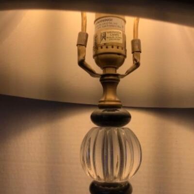 B1034 Pair of Wildwood Brass Lamps with Bumble Bee Lampshades
