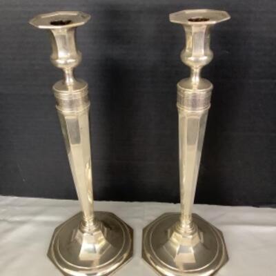 B1037 Pair of Sterling Silver Candlesticks