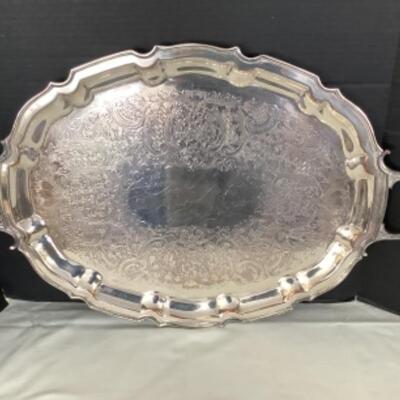 B1038 Large Silver Over Copper Tray