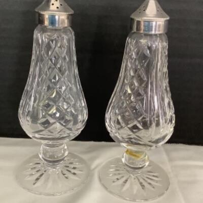 B1039 Waterford Crystal Footed Salt and Pepper Shakers