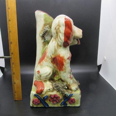 Large Staffordshire Spotted Dog Pair Spill Vase Unmarked