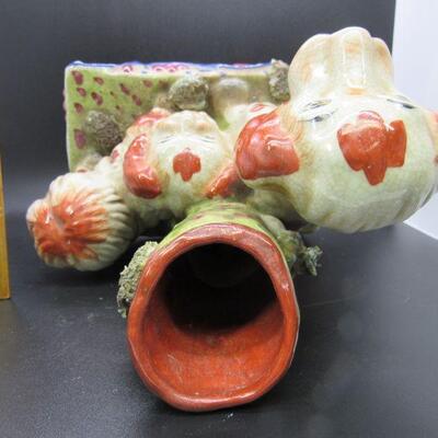 Large Staffordshire Spotted Dog Pair Spill Vase Unmarked