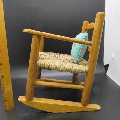 Vintage Wood Small Doll Size Rocking Chair