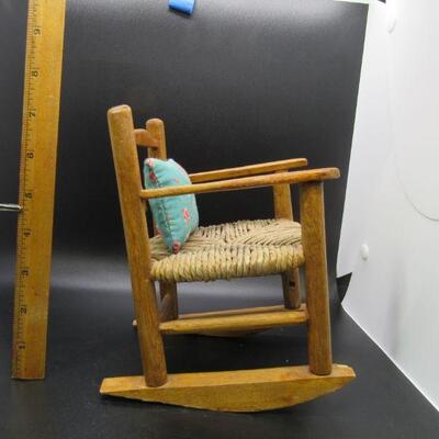 Vintage Wood Small Doll Size Rocking Chair
