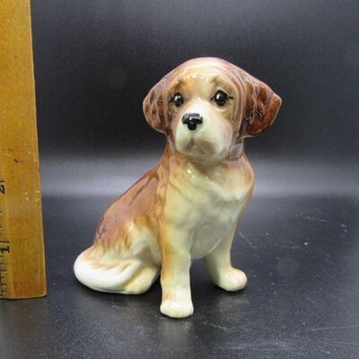 Small Porcelain Tan Dog Puppy Figurine