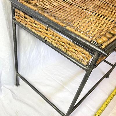 WICKER AND METAL SIDE TABLE