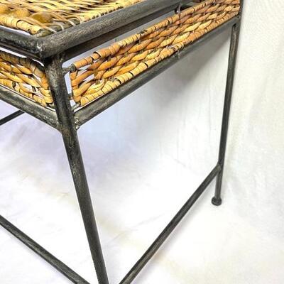 WICKER AND METAL SIDE TABLE