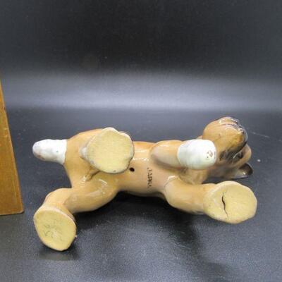 Vintage Porcelain Bandaged Boxer Puppy Dog Figurines Japan