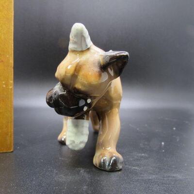 Vintage Porcelain Bandaged Boxer Puppy Dog Figurines Japan
