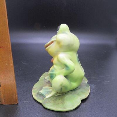 Vintage Frog on Lily Pad Ceramic Figurine