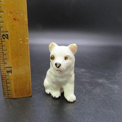 Vintage Miniature White Husky Dog Puppy Figurine Pair