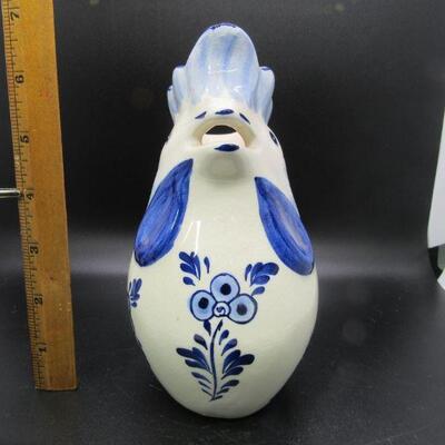 Delft blue & white Rooster Chicken small pitcher or creamer 6