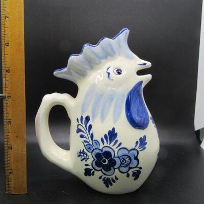 Delft blue & white Rooster Chicken small pitcher or creamer 6