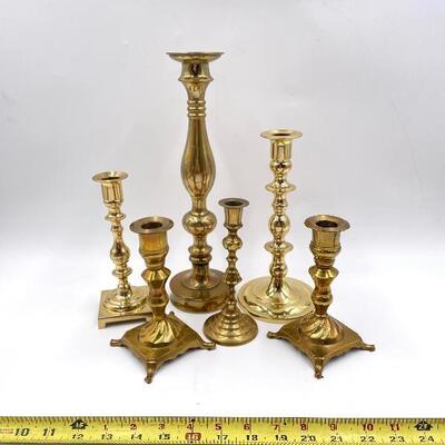 BRASS CANDLESTICKS SET OF 6