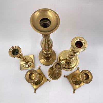 BRASS CANDLESTICKS SET OF 6
