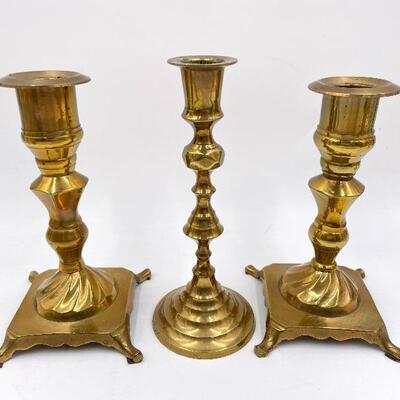 BRASS CANDLESTICKS SET OF 6