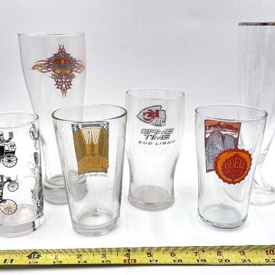 BEER GLASSES SET OF 6 - HARLEY DAVIDSON, KC CHIEFS, AND MORE