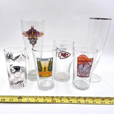 BEER GLASSES SET OF 6 - HARLEY DAVIDSON, KC CHIEFS, AND MORE