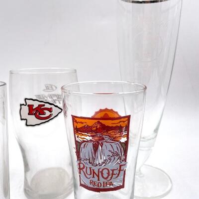 BEER GLASSES SET OF 6 - HARLEY DAVIDSON, KC CHIEFS, AND MORE