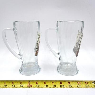 LARGE GLASS BEER MUGS SET OF 5