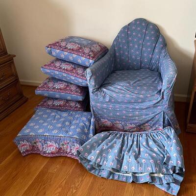 Lot 271 - Vintage Chair w/ Cover & Matching Bed Covers 