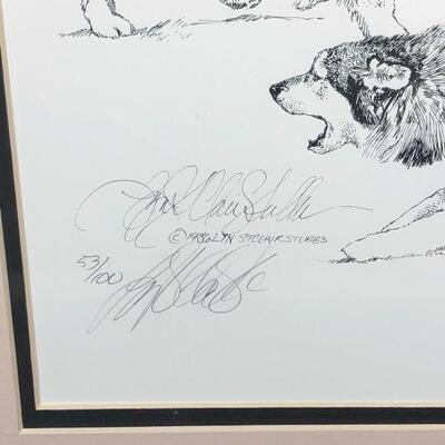 Vintage Artist Signed & Numbered Husky Dog Artwork 1986