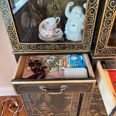Lot 43 - Drexel Oriental China Cabinet and Contents